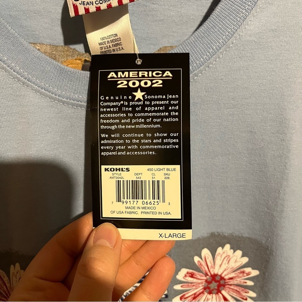 Sonoma NWT America 2002 Light Blue Floral Shirt Women’s Size XL Vintage 2000’s - Picture 4 of 7